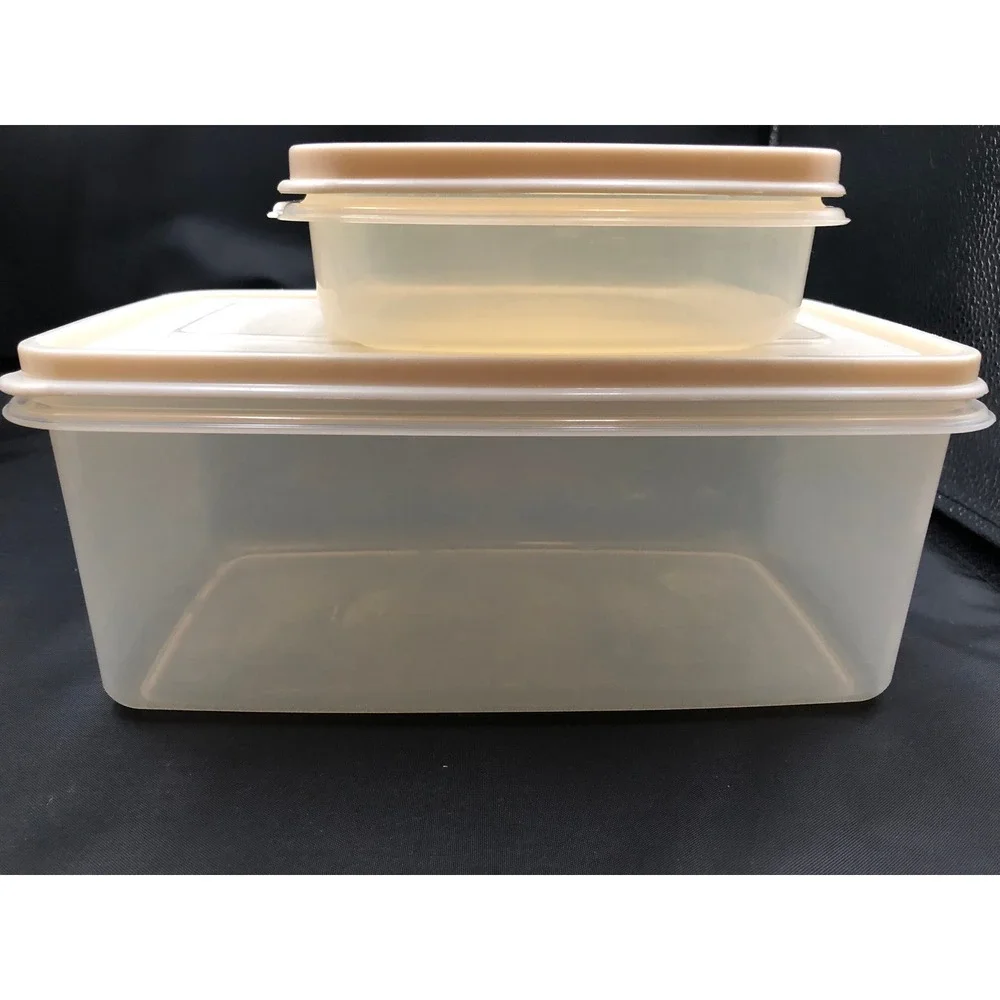 Vtg Rubbermaid Servin Saver Food Storage Set 12 Cup Rectangular 2 Cup Sq Almond